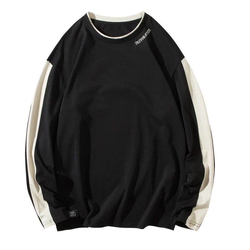 Мужская хлопковая футболка с длинным рукавом круглым вырезом | одежда