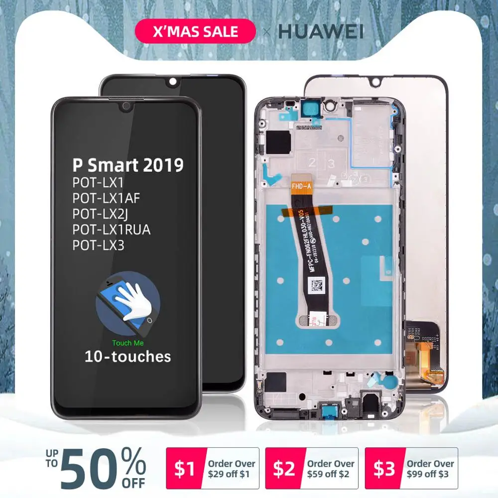 Дисплей для HUAWEI P Smart в сборе с тачскрином черный POT-LX1 POT-LX3