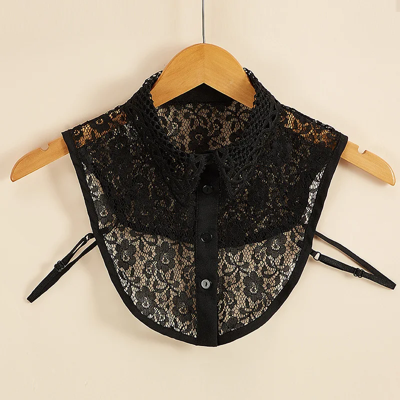 

2021 Sweater Fake Collar Lace Embroidery False Collar for Women Shirt Sweater Dress Detachable Collars Shirt Lapel Top Ties