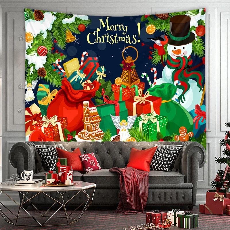 

Рождественский настенный гобелен с 3D принтом Санта-Клауса, подарки, декор для спальни, эстетика на заказ, настенный подвесной красный Роско...