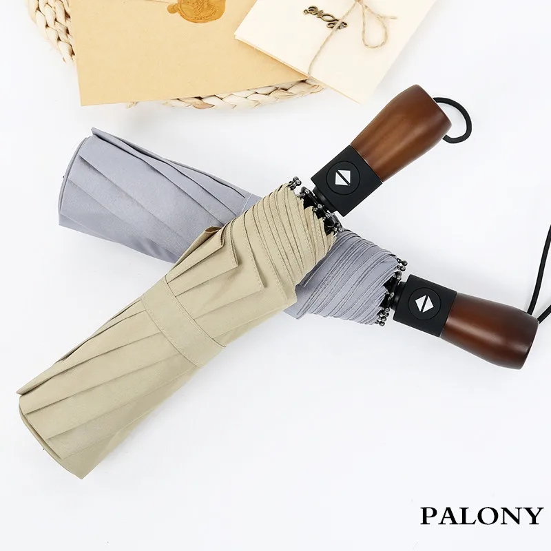 

PALONYFully Automatic Three Folding Pure Color Fashion High Quality Creativity Travel Men's and Women's Sunny and Rainy Umbrella