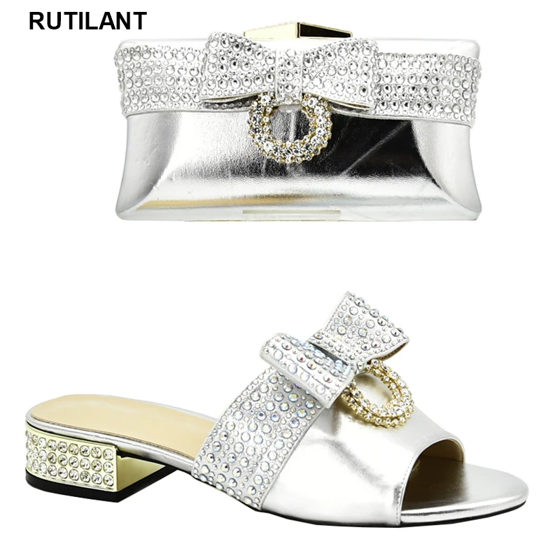 Комплект из обуви и сумки для свадьбы в нигерийском стиле Свадебные туфли со