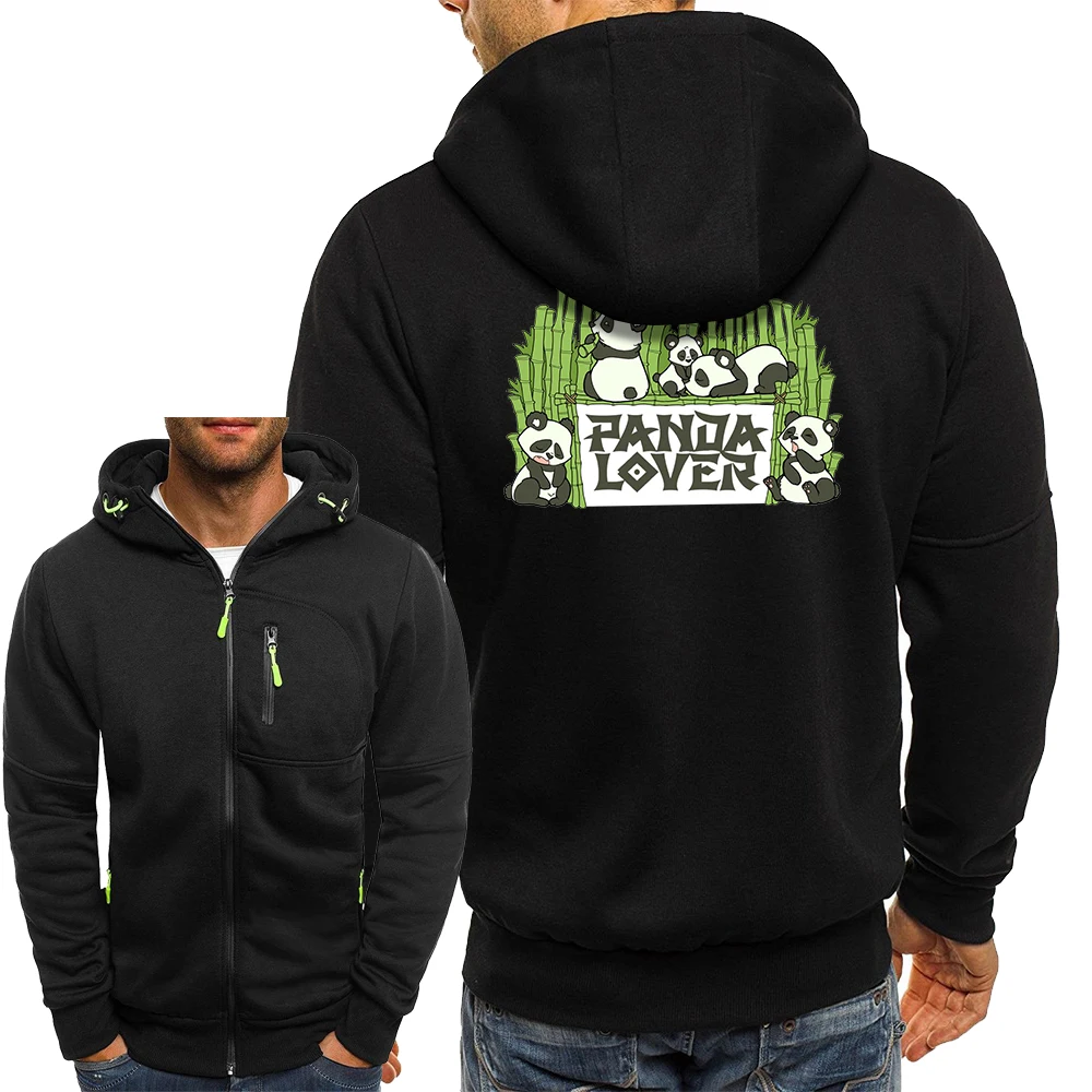 

Panda Lover Cartoon Graphic Sweatshirts Mens Fashion Hip Hop Jackets Casual Loose Zip Hooded Jacket Autumn Comfortable Men Coat