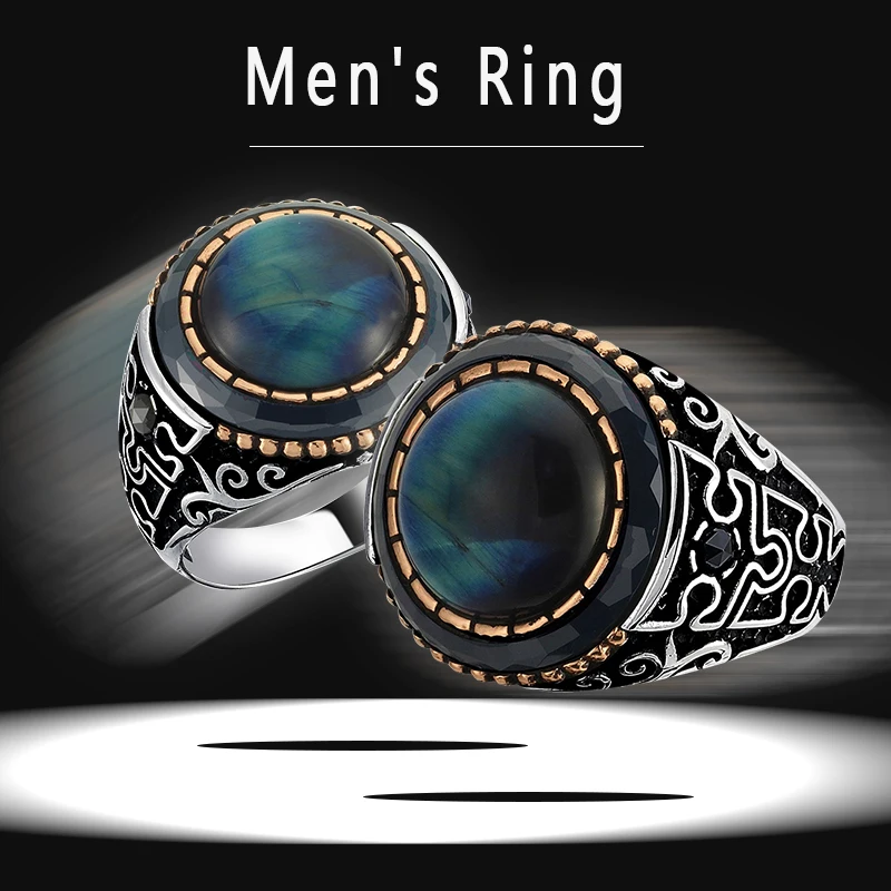 украшения 2021 бижутерия Мужское кольцо с имитацией зеленого агата