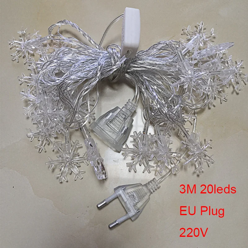 3m 20leds EU 220V Сказочный светильник s светодиодный Декоративный Рождественский светильник s наружная домашняя гирлянда Праздничные рождественские вечерние гирлянды на День святого Валентина декоративный Снежный светильник - Испускаемый цвет: 3m 20leds EU 220V