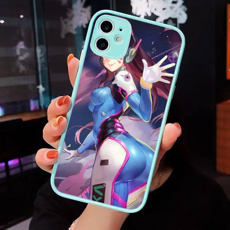 

OW overwatch D Va Slim Phone Cases Matte transparent For blue iPhone 12 Mini 11 Pro XR XS Max 7 8 Plus X Back Cover