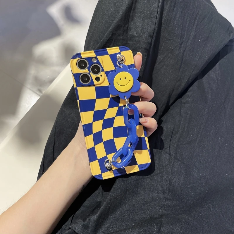 cute cartoon smile bracelet pendant korean phone case for iphone 11 12 pro max x xs max xr 7 8 puls cases soft silicone cover free global shipping