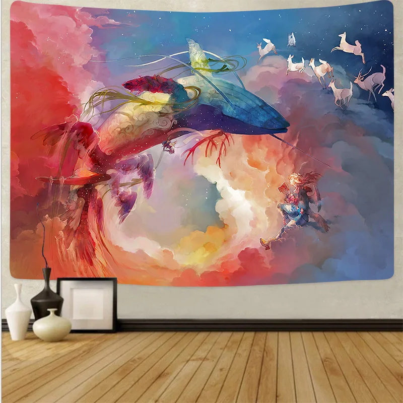 Морской волны Дельфин гобелен настенный Триппи Декор настенное одеяло искусство