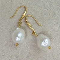 gold pearl pendant earrings wedding baroque pearl kasumi white hanging pure fresh water tears