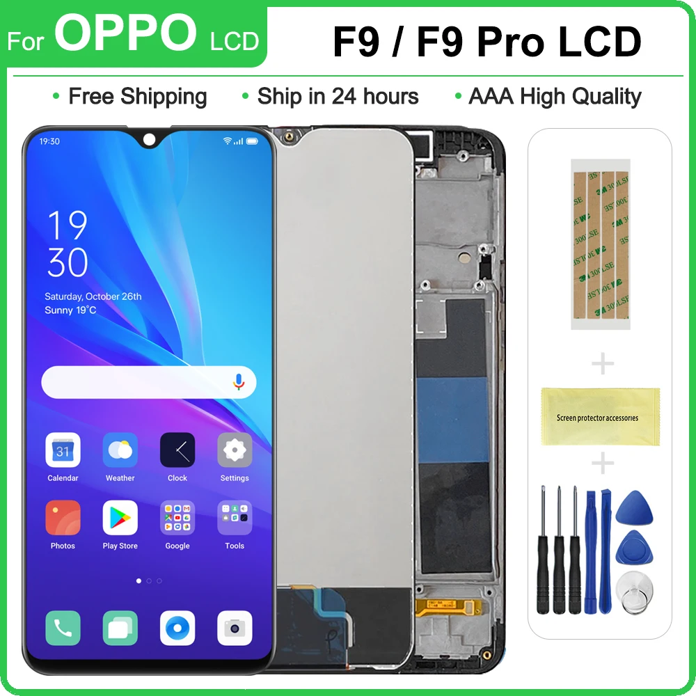 Original Display For OPPO F9 LCD Screen Touch Digitizer With Frame Assembly For OPPO F9 Pro CPH1823 CPH1881 CPH1825 LCD Screen