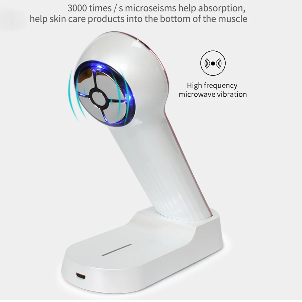 

RF Face Beauty Radio Frequency EMS Lifting Instrument Blue Light Vibration Massage Rejuvenation Tighten Device