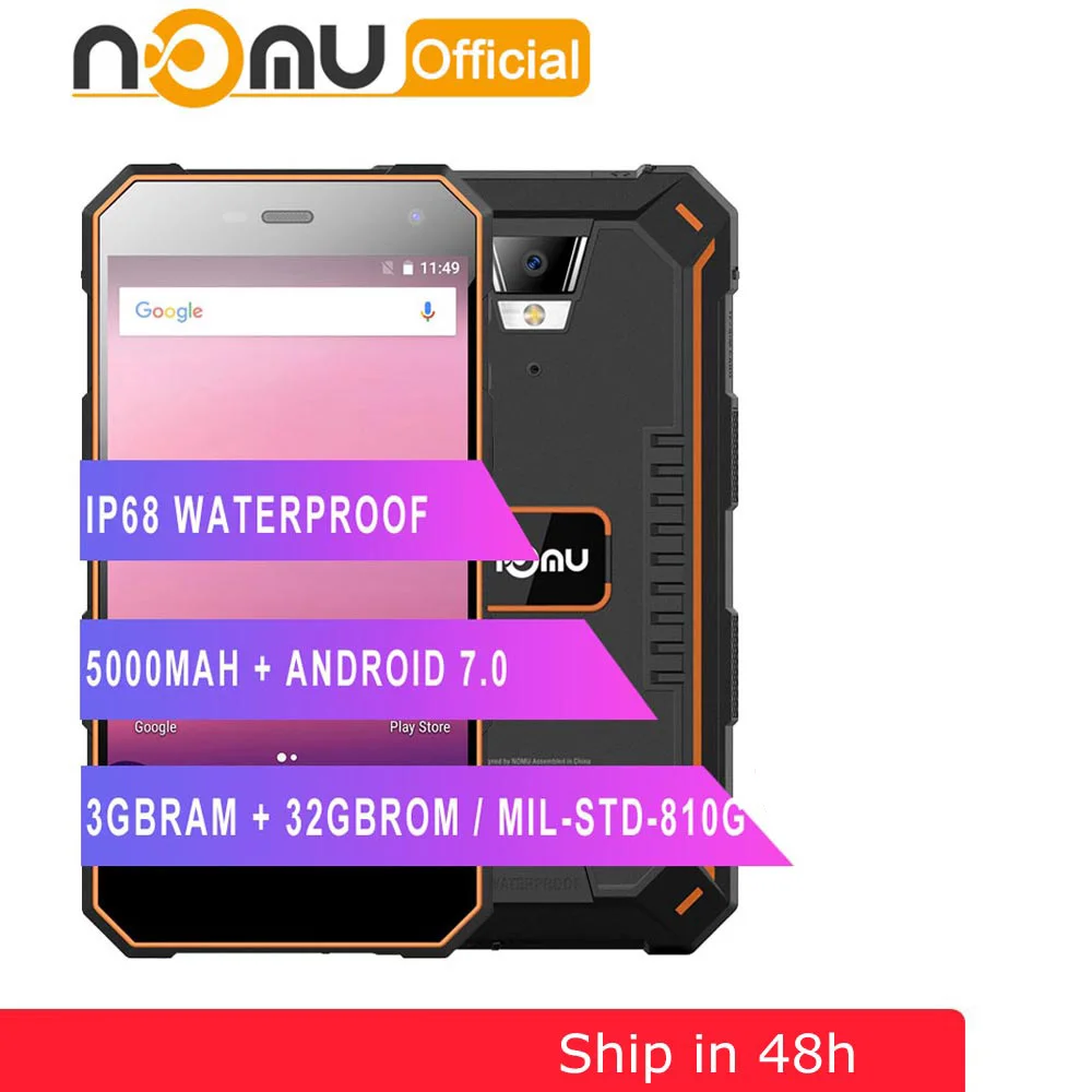Nomu S10 Pro мобильный телефон 5000 мАч Быстрая зарядка IP68 Водонепроницаемый 3 ГБ+ 32 Гб 5," MTK6737T четырехъядерный Android 7,0 прочный мобильный телефон