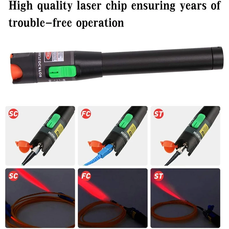 

Visual Fault Locator Kit 30MW 30KM with 2.5mm Universal Connector FC Male to LC Female Adapter,Fiber Optic Source Tester