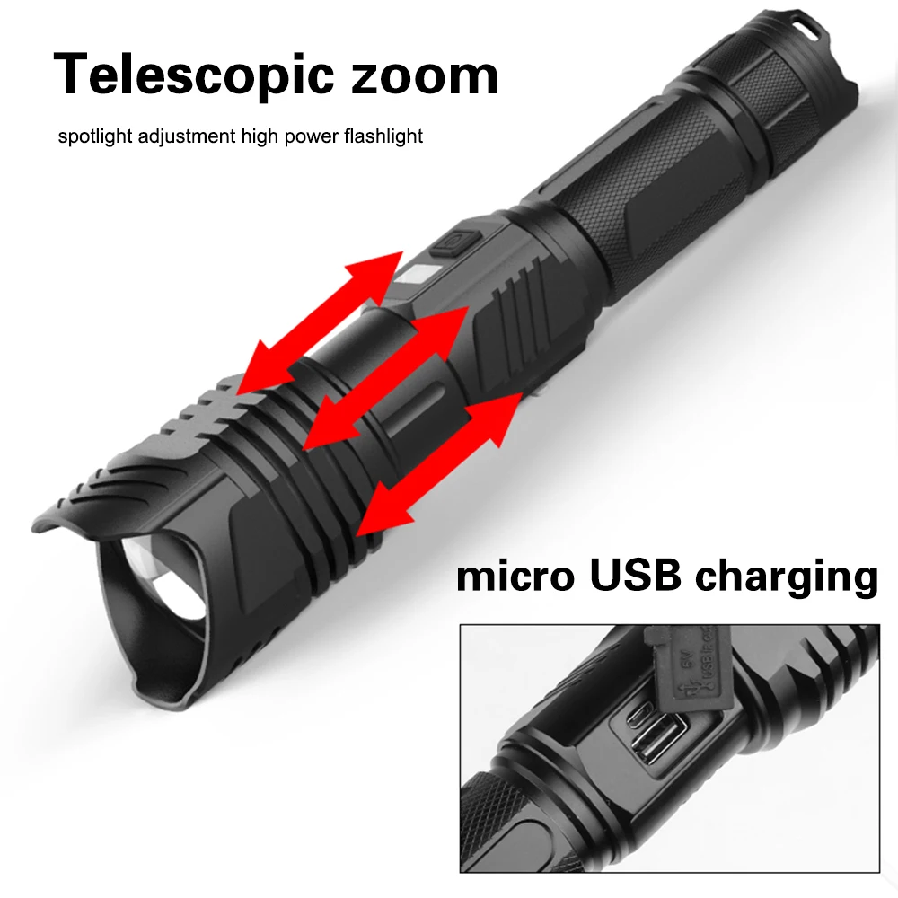 Светодиодный фонарик XHP90 мощный фонарик XHP70 26650 масштабируемый фонарь умный чип водонепроницаемый нижний наружный молоток безопасности