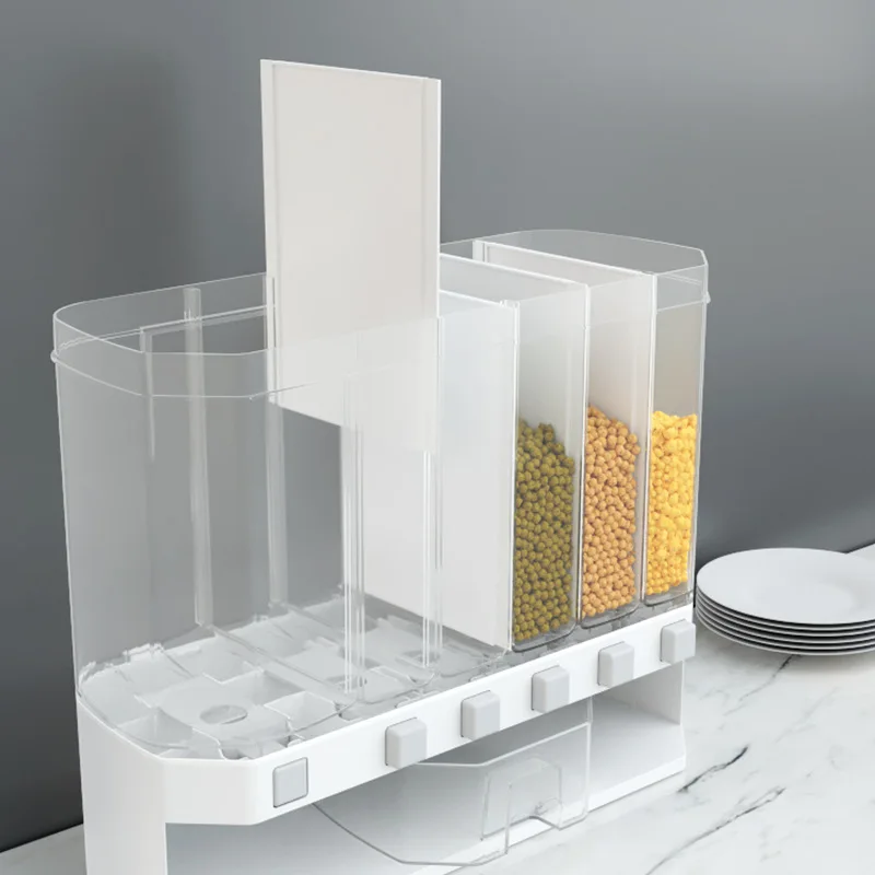

Wall-Mounted Seperated Grain Cereal Can Rice Storage Box Classification Metering Rice Cylinder Automatic Rice Plastic