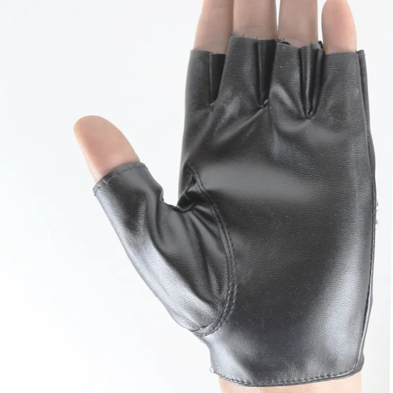 

Long Keeper 2019 Fashion Half Finger Driving Women Gloves PU Leather Fingerless Rivet Gloves Dancing Gloves Female Black white
