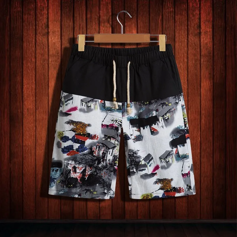 2020 Для мужчин печати с эластичной резинкой на талии повседневные шорты завязкой