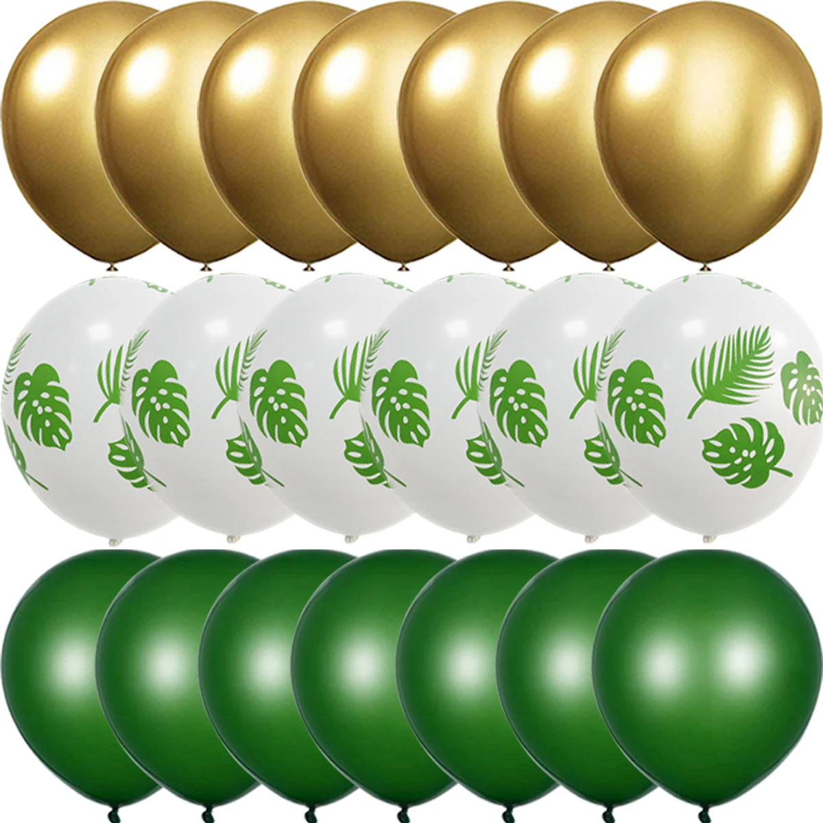 

Металлические латексные шары с зелёными листьями