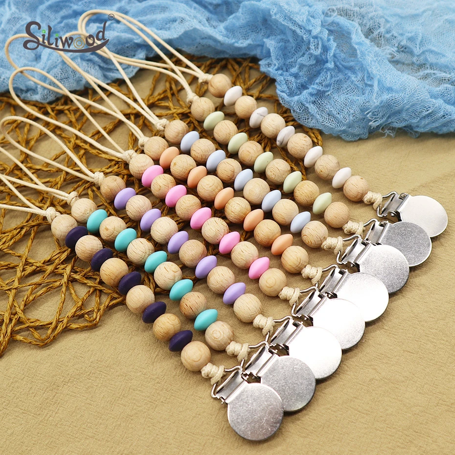 Деревянные соски с зажимами детские цепью Детские Прорезыватели для