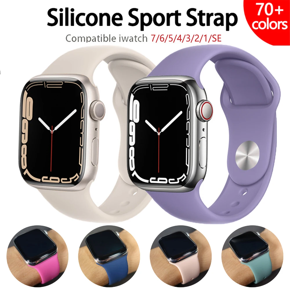 

Silicone Strap For Apple Watch Band 44mm 40mm 38mm 42mm Rubber Sports Smartwatch Wristband Bracelet iWatch 7 6 SE 5 4 3 41 45mm