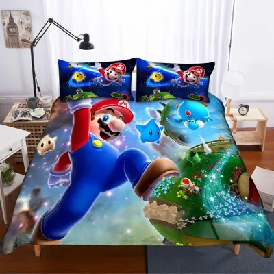 Super Mario Bros Комплект постельного белья с рисунком набор пододеяльников для пуховых