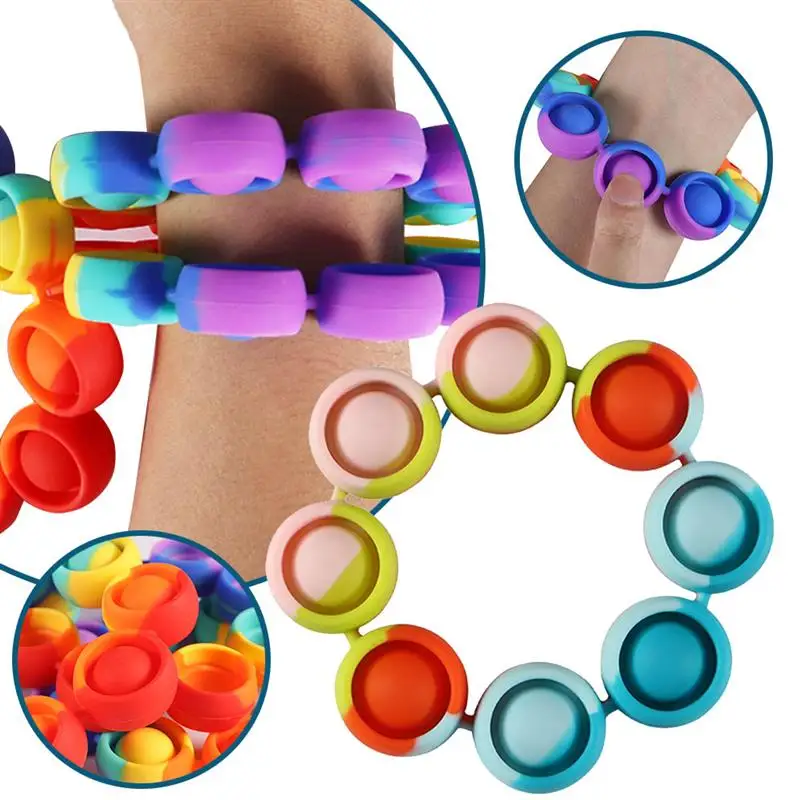 

Продавливания пузырька сенсорные игрушки Fidget простой углублениями браслет игрушка светящийся браслет с пузырьками анти-Тревога аутизм дл...