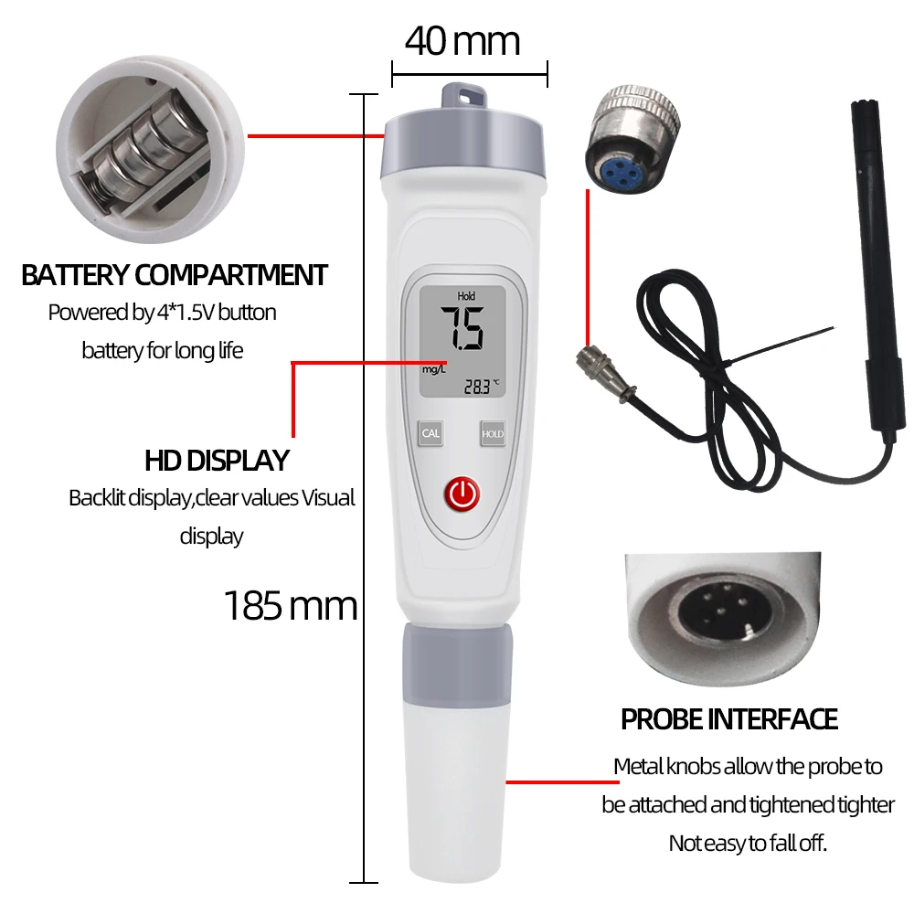 High Precision Professional Pen Style Portable Digital Dissolved Oxygen Meter 0-20mg/L O2 Water Quality | Инструменты