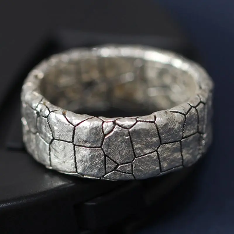 

Vintage Crackle Adjustable Rings for Women Men Simple Metal Women's Open Ring White Gold Color Wedding Jewelry Accessories Gifts
