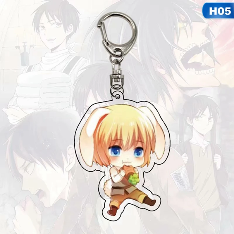 

2021 Anime Acrylic Attack on Giant Mikasa Captain Allen Face Keychain Bag Accessories Gift Key Fob