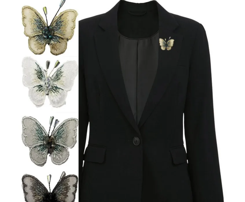 Декоративная заколка для волос с вышивкой из бисера и бабочек | Дом сад