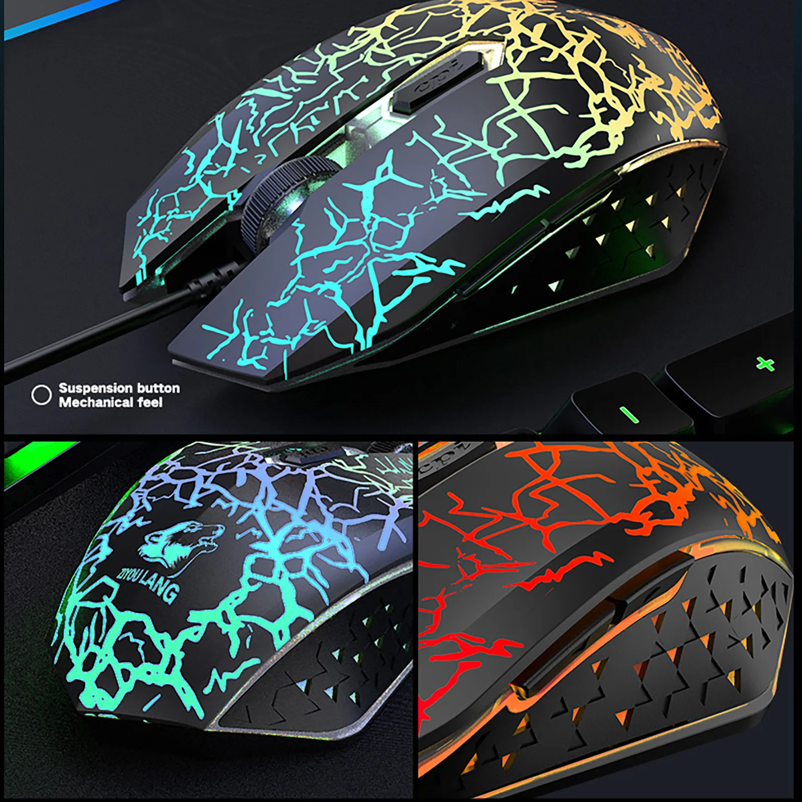 

Keyboard Mouse Combo New T13 Rainbow Backlight Usb Ergonomic Gaming Keyboard And Mouse Set For PC Laptop Office Home Keyboard