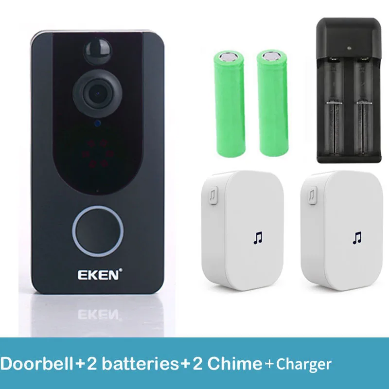 Option 4 Eken V7 черный 1080P wifi дверной Звонок IP умный беспроводной безопасности пихта детектор движения сигнализация Облачное хранилище дверной звонок, камера - Цвет: Option 4