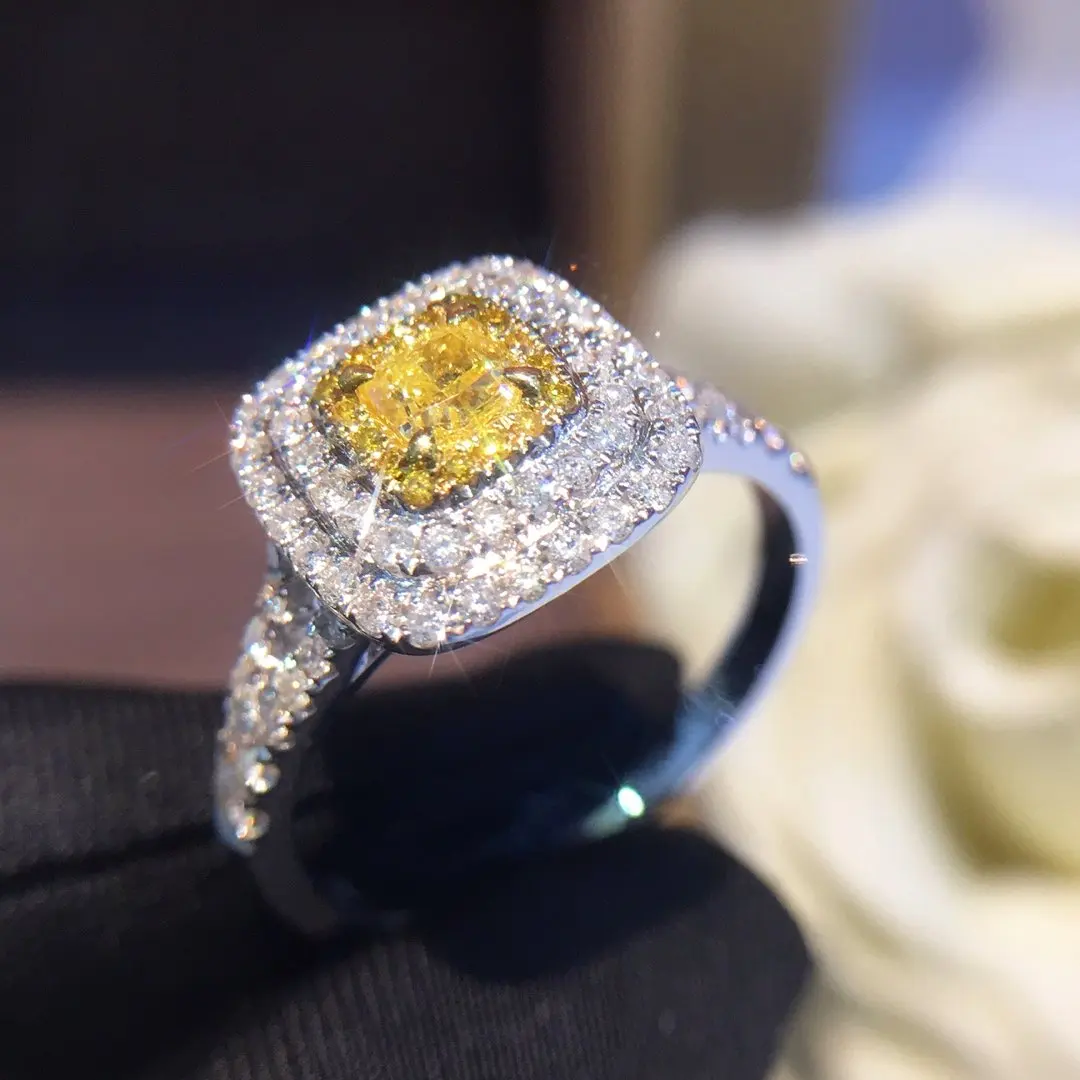 Natural Diamond 18K Gold Pure Ring Beautiful Gemstone Good Upscale Trendy Classic Party Fine Jewelry Hot Sell New 2020 | Украшения и