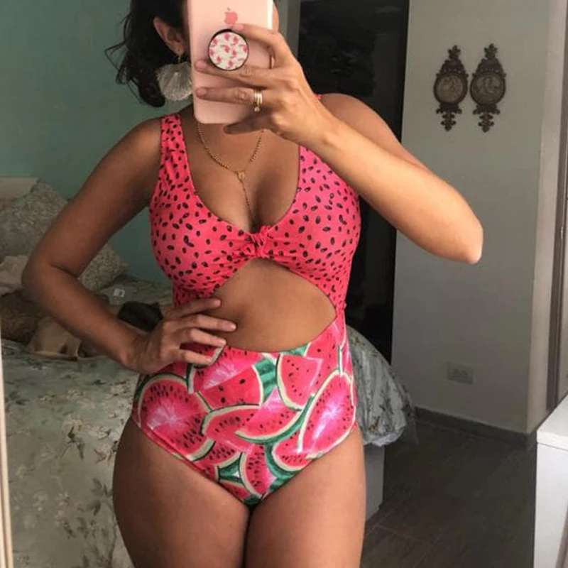 In-X Watermelon swimsuit female Sexy knot bikinis mujer Push up swimwear women bathers Summer beach wear bathing suit new