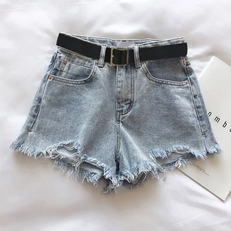 

2021 Light Blue Denim Shorts Women's Summer Thin Loose and Ins Hot