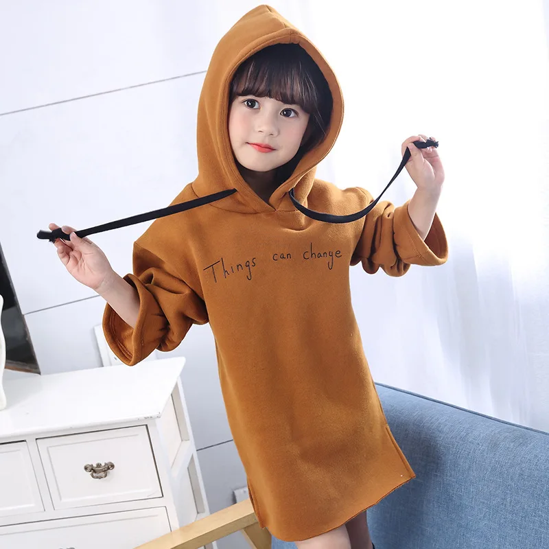 2019 детское вельветовое Повседневное платье с капюшоном для девочек сезон
