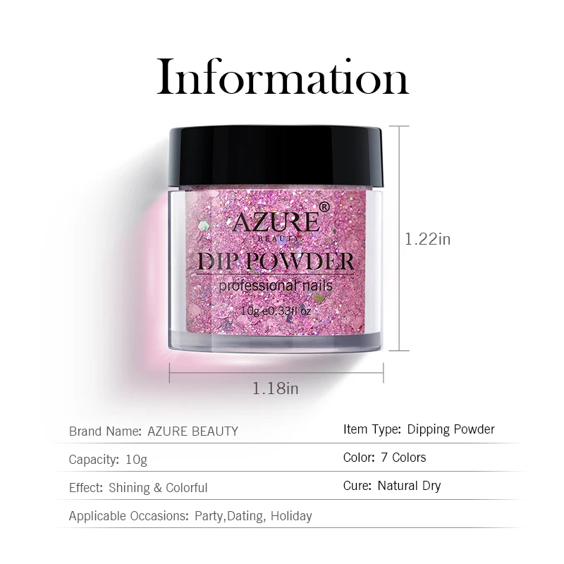 Azure beauty 7 шт./лот блестящий набор пудры для ногтей блеск голографический блестящая