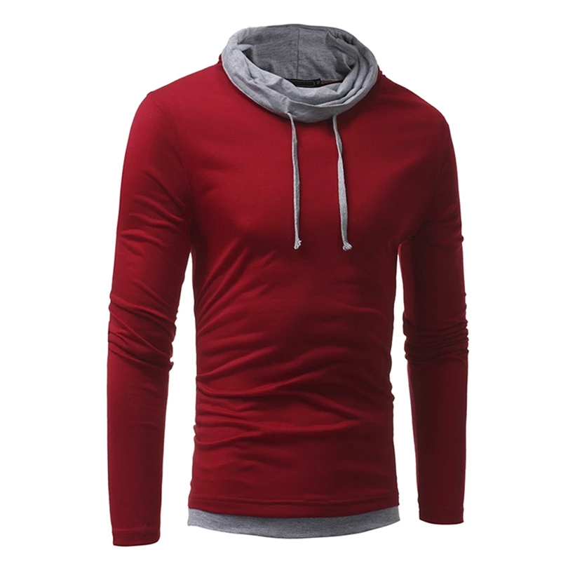 Демисезонный мужские куча воротник футболка с длинными рукавами Slim Fit Топ