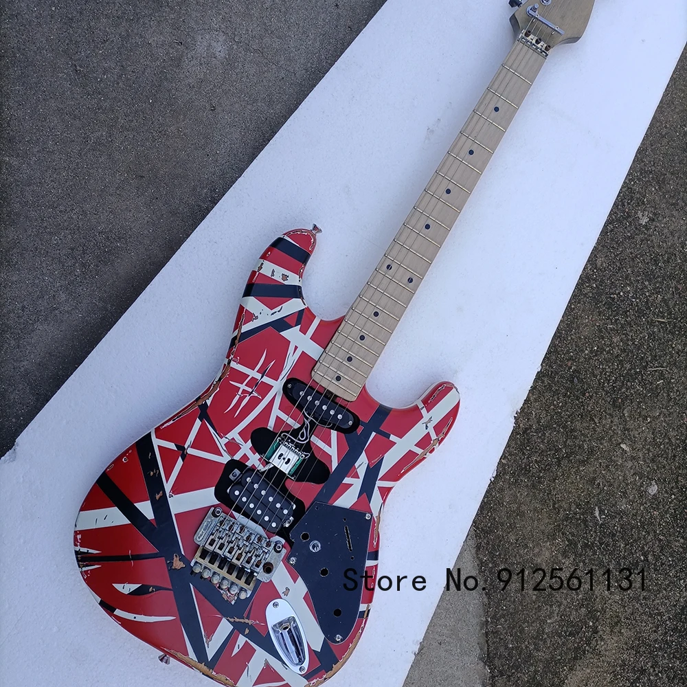 Free Shipping 6 Strings Striped Retro Electric Guitar,Maple Fretboard