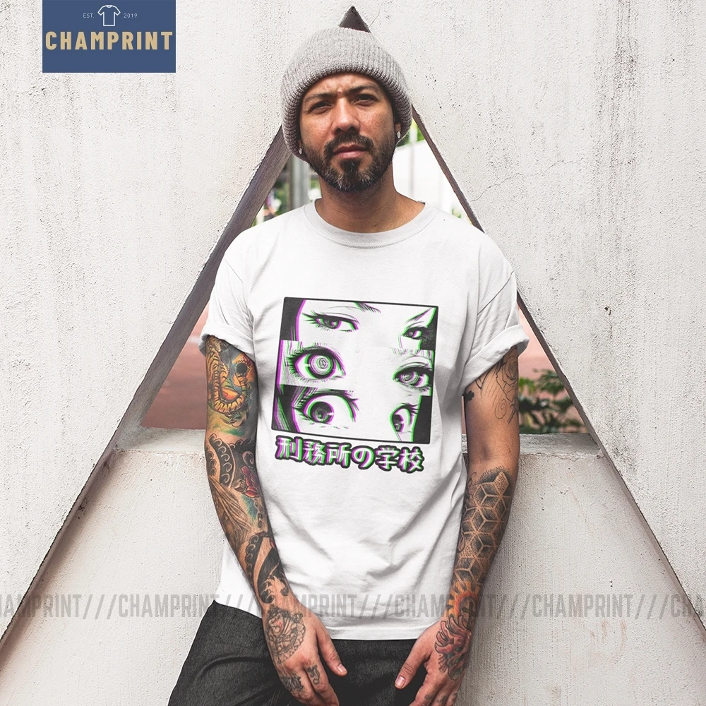 Футболка из чистого хлопка с изображением очков и грустных японских героев