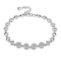 zemior 925 sterling silver bracelet for women shiny flower cubic zirconia circle charm bracelets female luxury fine jewelry