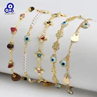 Браслет на ногу Lucky Eye Fatima BE480 с регулируемым жемчугом и натуральным камнем