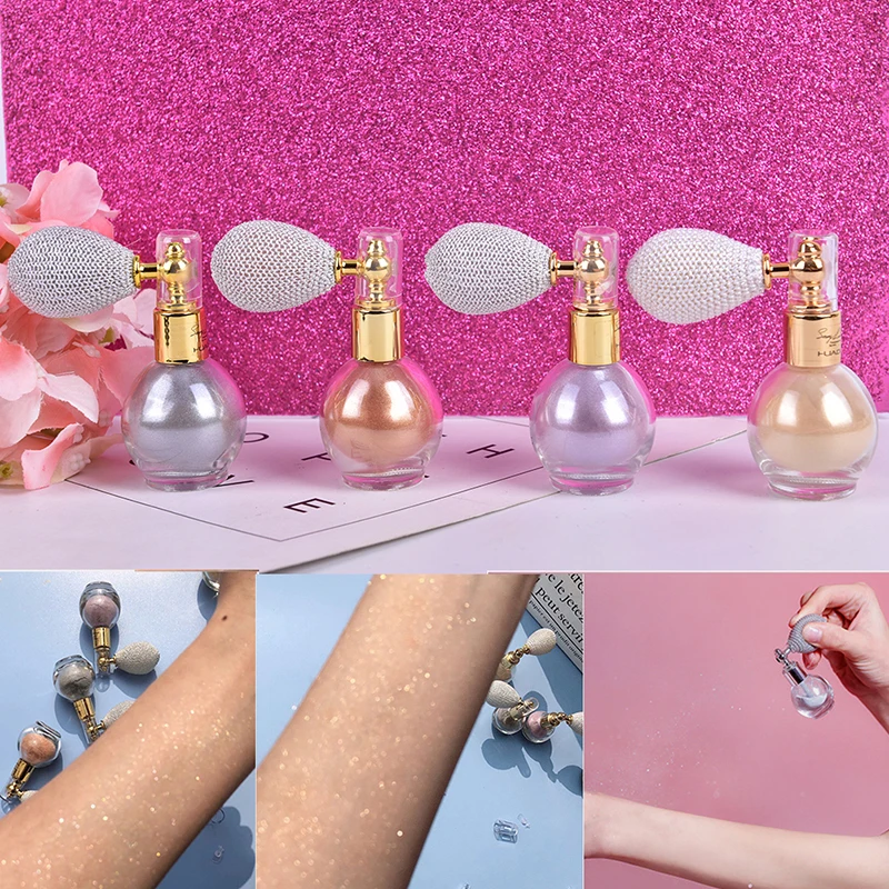 Мини распылитель для макияжа 4 цвета блестящий флакон хайлайтер порошок