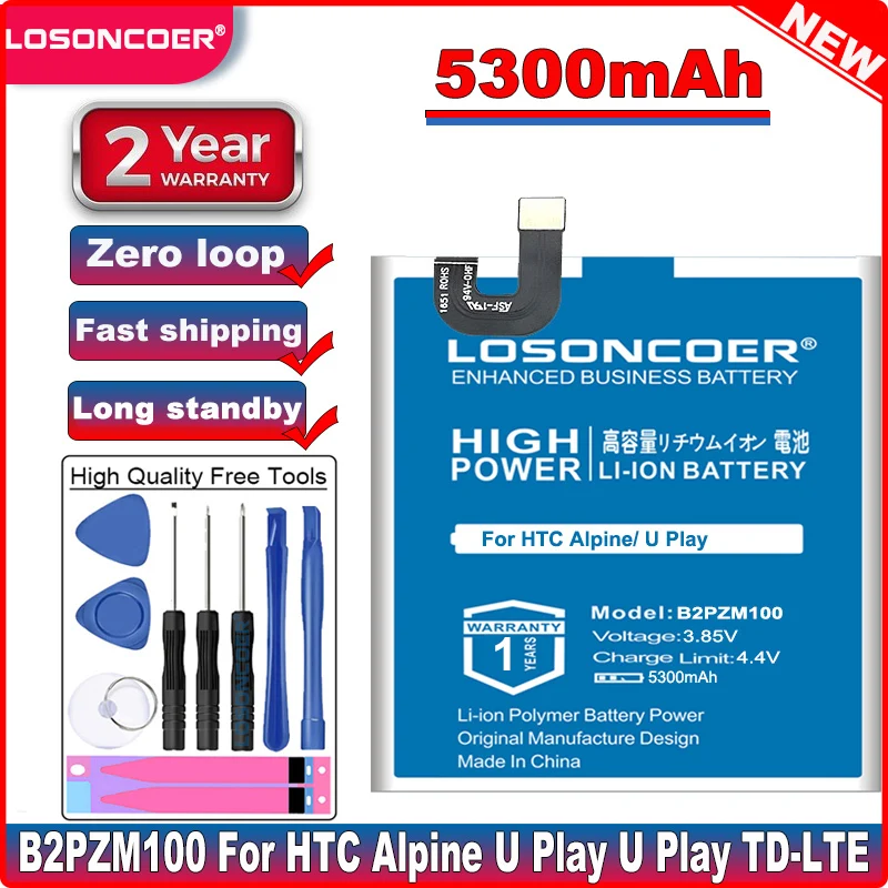 LOSONCOER 5300 мА/ч B2PZM100 для HTC Alpine U Play TD LTE двойная SIM карта 2u 35H00270 00M аккумулятор