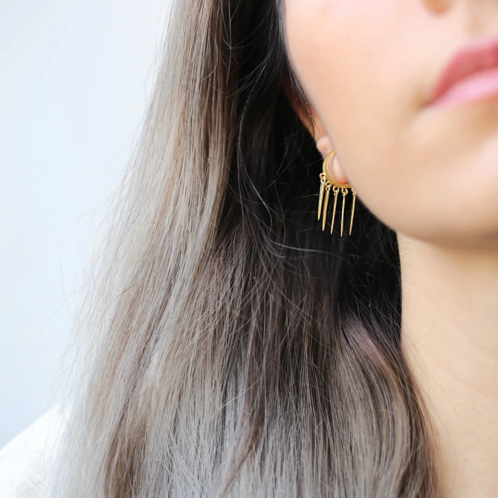 

Pointed Shaker Design Turkish Handmade 925 Sterling Silver Dangle Earrings