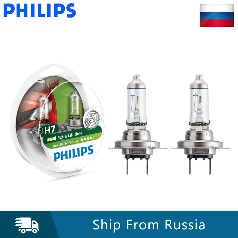 Philips H7 12V Длинная жизнь EcoVision Автомобильная оригинальная фара галогенная лампа 1500