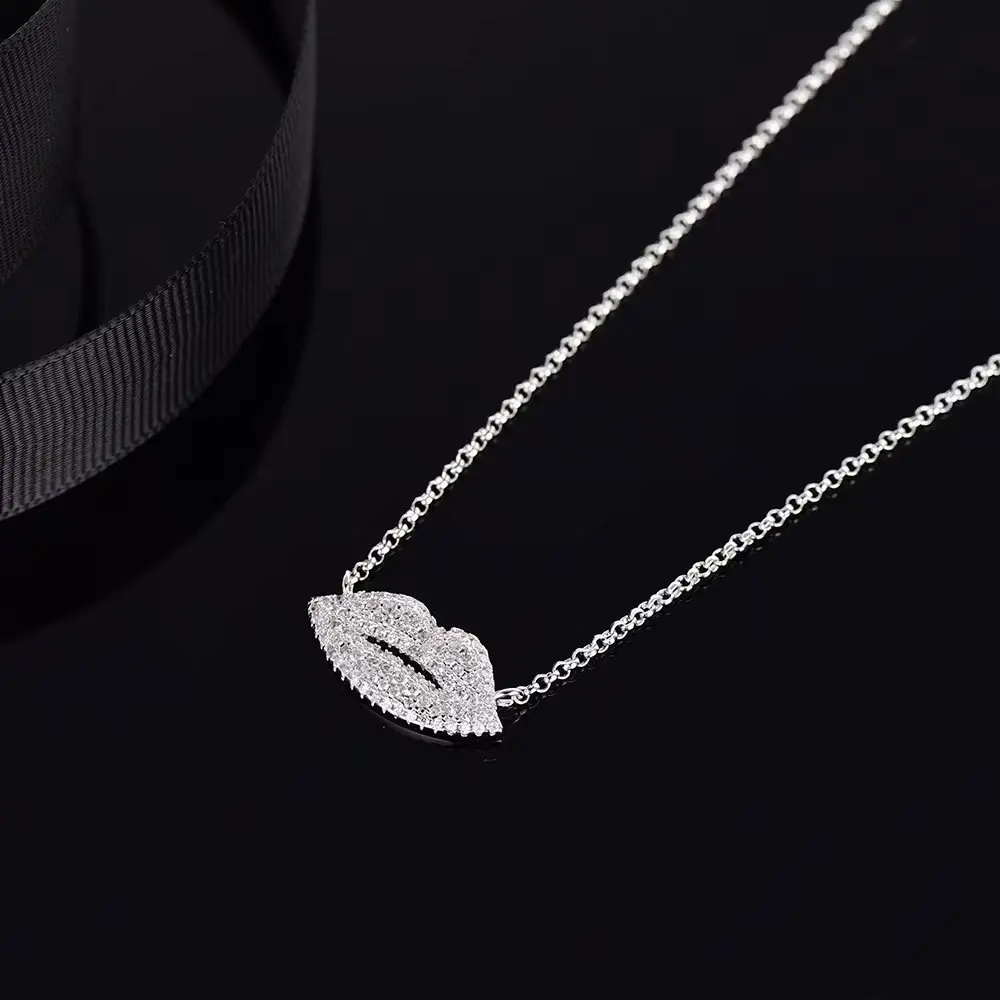 Женская мода ювелирные изделия микро-кристалл белый губы ожерелье с кулоном