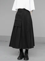 new black japanese high waist bag design personality pocket pleated skirt skirt skirt skirt skirt skirt skirt skirt skirt