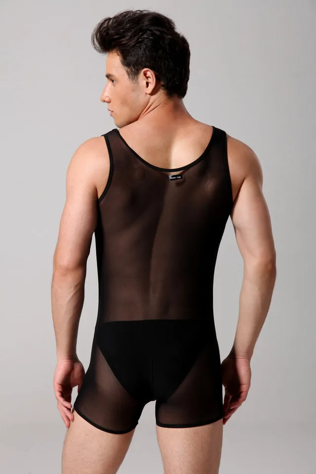 Хит продаж мужское нижнее белье прозрачный сетчатый сексуальный комбинезон