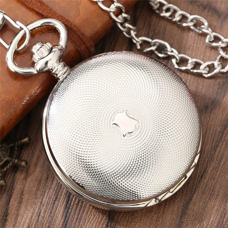 Steampunk Silver Handwinding Mechanical Pocket Watch for Men Women Double Hunter Roman Number Dial Pendant Necklace Chain Reloj